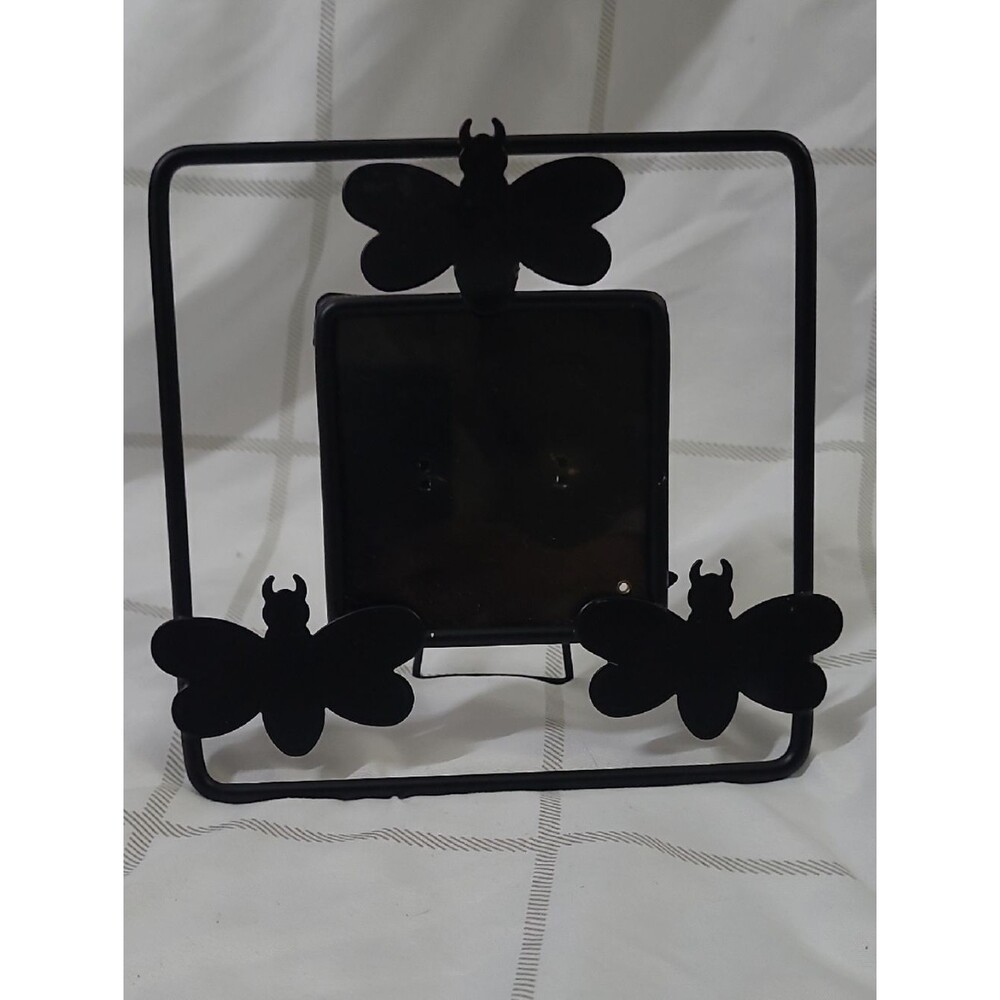 Black Butterfly Metal Picture Frame - Decorative Photo Stand